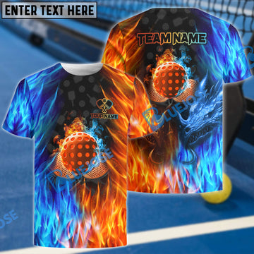 BlueJose Pickleball Fire and Ice Personalized Name, Team Name Unisex Shirt