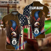 BlueJose Billiards 8 Ball American Eagle Flag Crack Personalized Name, Team Name Shirt (4 Colors)