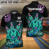 BlueJose Bowling Neon Bowling Ball Strike Funny Customized Name, Team Name 3D Shirt (4 Colors)