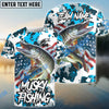 Bluejose Musky Fishing American Flag Light Blue Camo Custom Name & Team Name 3D Shirts