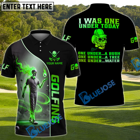 BlueJose I Was One Under Today Funny Skull Golf Shirt Customized Name, Team Name 3D Shirts (4 Colors)