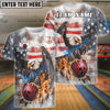 BlueJose Custom Vintage US Flag Eagle Patriotic Bowling Personalized Shirt