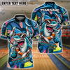 BlueJose Bowling And Pins Funny Shark Graffiti Pattern Customized Name, Team Name 3D Shirt (4 Colors)