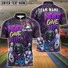 BlueJose Bowling And Pins Graffiti Never Give Up Dab Customized Name, Team Name 3D Shirt (4 Colors)