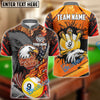 BlueJose Billiards Ball 9 Eagle Claw Firestorm American Flag  Personalized Name Shirt (4 Colors)