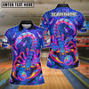 BlueJose Bowling And Pins Scorpion Psychedelic Neon Customized Name, Team Name 3D Shirt (4 Colors)
