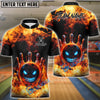 BlueJose Bowling And Pins Flaming Evil Ball Customized Name, Team Name 3D Shirt (4 Colors)