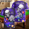 BlueJose Billiards Ball 8 Skull Lightning Personalized Name & Team Name Shirt (4 Colors)
