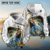 Bluejose Bass Fishing White Marble & Gold Trim Splash Heartbeat Line Custom Name & Team Name 3D Shirts