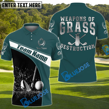 BlueJose Weapons Of Grass Destruction Golf Polo Shirt, Custom Name & Team Name Golf 3D Shirts