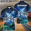 BlueJose Bowling And Pins Light Crash Customized Name 3D Shirt (4 Colors)