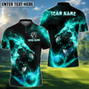 BlueJose Flaming Lion Golf Polo Shirt, Customized Name & Team Name 3D Shirts (4 Colors)