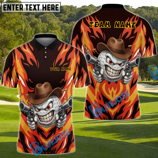 BlueJose Savage Cowboy Golf Polo Shirt, Customized Name & Team Name 3D Shirts (4 Colors)