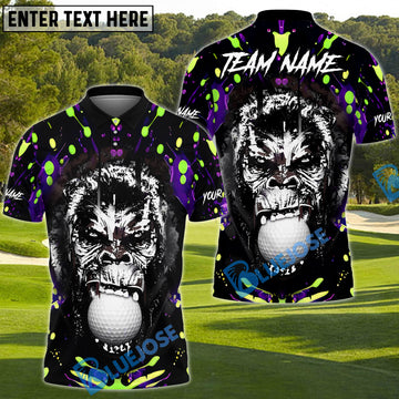 BlueJose Savage Gorilla Golf Polo Shirt Custom Name & Team Name 3D Shirts
