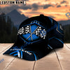 Racing Checkered Flag Personalized Name Cap – Red Metallic Honeycomb Custom Classic Baseball Cap