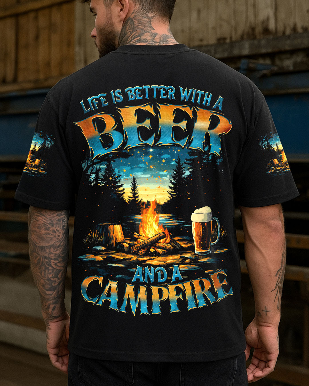 LIFE IS BETTER WITH A BEER AND A CAMPFIRE ALL OVER PRINT - TYTM0406253