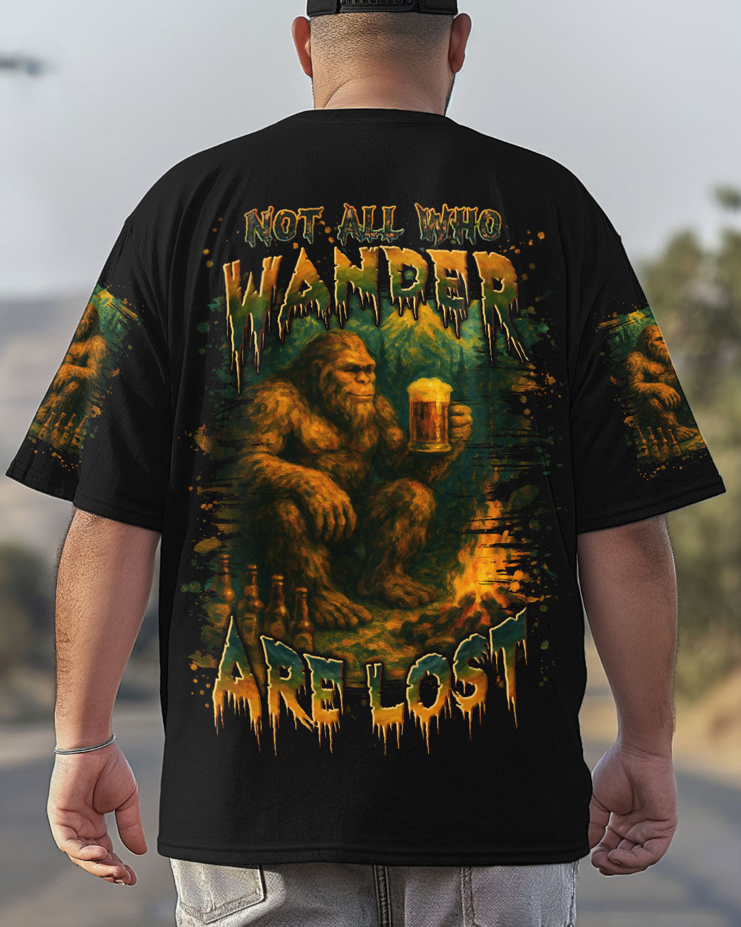 NOT ALL WHO WANDER ARE LOST BIGFOOT COMPASS ALL OVER PRINT - YHLN2306254