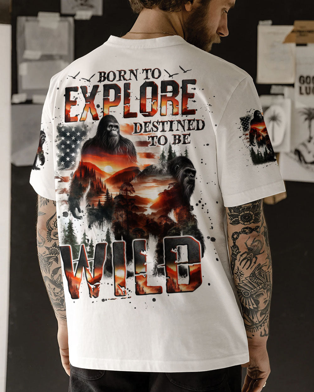 BORN TO EXPLORE DESTINED TO BE WILD BIGFOOT ALL OVER PRINT - TLNO2309243