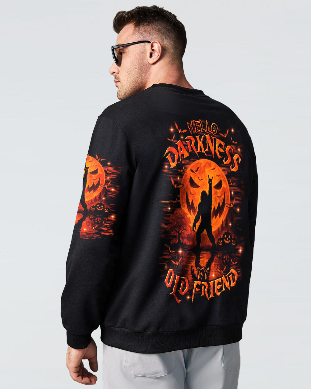 HELLO DARKNESS MY OLD FRIEND BIGFOOT HALLOWEEN ALL OVER PRINT - TLTR1808252
