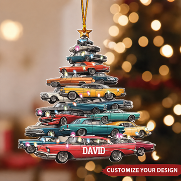 Bluejose Personalized Name Muscle Car Christmas Tree Acrylic Ornament