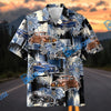 Bluejose Personalized 1930s Antique Classic Car Blue Floral Grunge Hawaiian Shirt