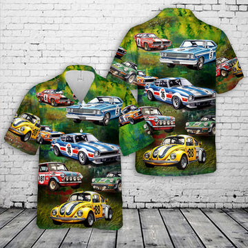 Bluejose Classic Rally Cars Hawaiian Shirt