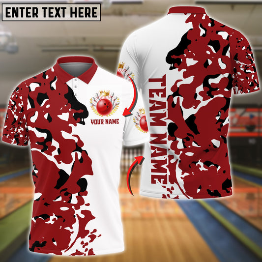 BlueJose Bowling And Pins Red Camo Personalized Name Team Name 3D Shirt