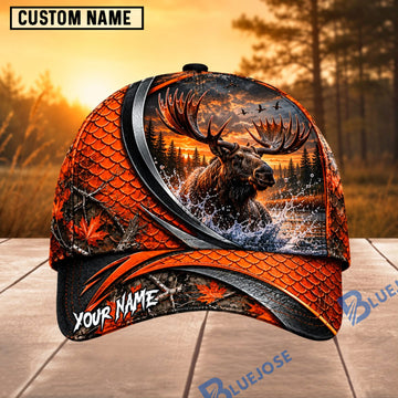 BlueJose Moose Hunting Compass Forest Personalized 3D Cap