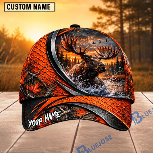 BlueJose Moose Hunting Compass Forest Personalized 3D Cap