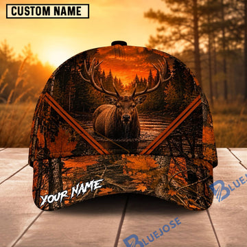 BlueJose Hunting Orange Forest Personalized 3D Cap (12 animals)
