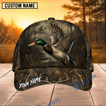 BlueJose Mallard Duck Hunting Flying Marsh Personalized 3D Cap