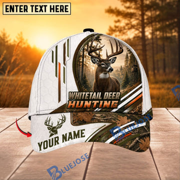BlueJose Whitetail Deer Hunting White Camo Personalized 3D Cap