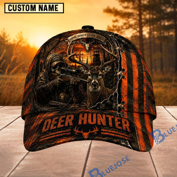 BlueJose Hunting Orange Black Hunter Personalized 3D Cap