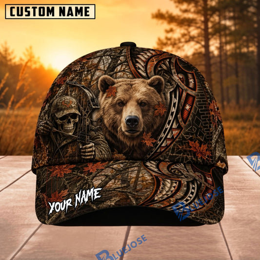BlueJose Hunting Bowhunter Tribal Camo Personalized 3D Cap (9 animals)