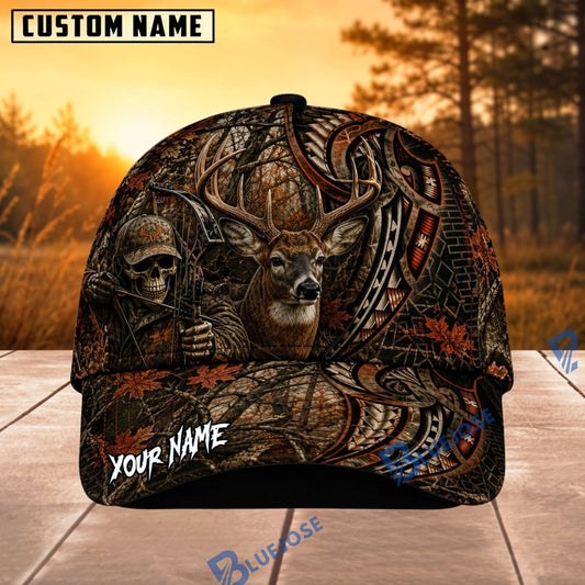 BlueJose Hunting Bowhunter Tribal Camo Personalized 3D Cap (9 animals)
