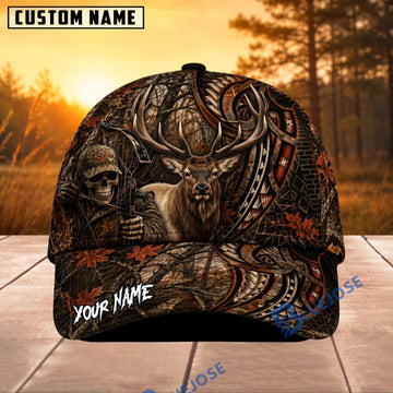 BlueJose Hunting Bowhunter Tribal Camo Personalized 3D Cap (9 animals)