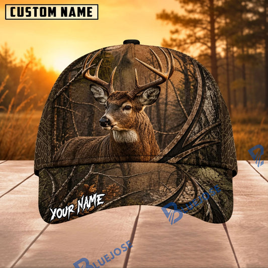 BlueJose Hunting Woodland Portrait Personalized 3D Cap (9 animals)