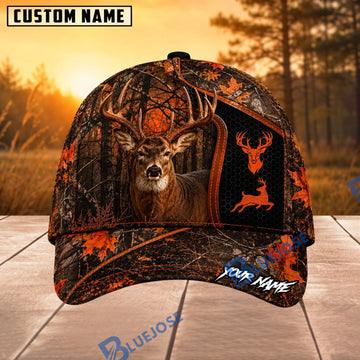 BlueJose Hunting Orange Forest Camo Personalized 3D Cap (9 animals)