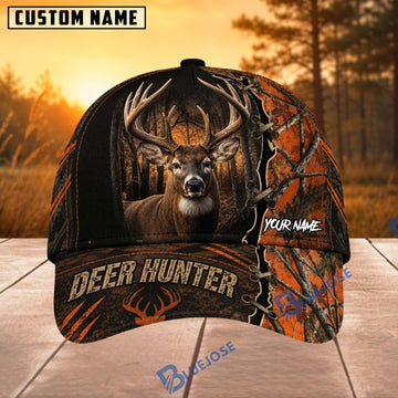 BlueJose Hunting Orange Woodland Hunter Personalized 3D Cap
