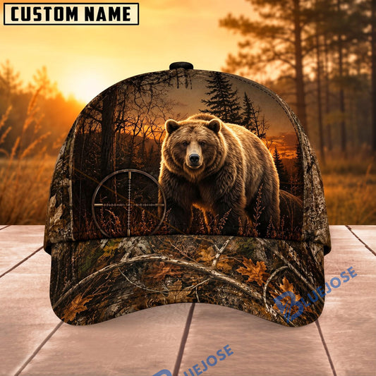 BlueJose Hunting Sunset Target Woodland Camo Personalized 3D Cap (12 animals)