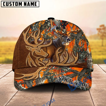 BlueJose Deer Hunter Leather-Style Patch Personalized Hat 3D Printed Multicolor (8 colors)