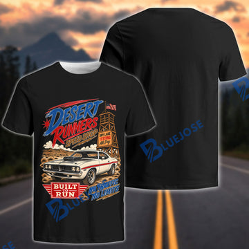 BlueJose "Built to Run" Dry Lake Racing Vintage Muscle Car T-Shirt