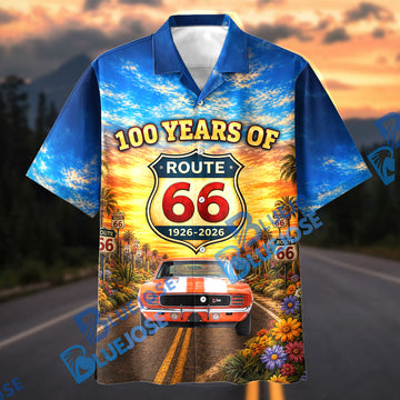 BlueJose Personalized Photo 100 Years of Route 66 Mother of Road Hawaii Shirt