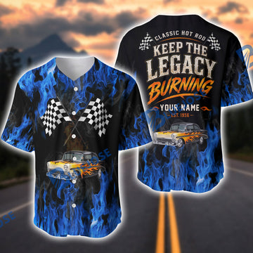 Bluejose ''Keep The Legacy Burning'' Hot Rod Car 3D Baseball Jersey