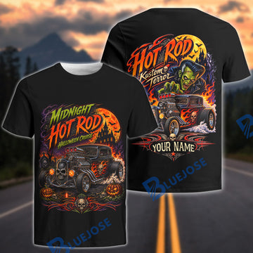 BlueJose Midnight Hot Rod Halloween Cruise T-Shirt – Vintage Kustom Kulture Monster Car Tee