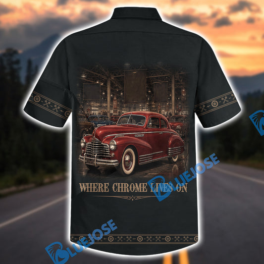 Bluejose American Chrome Legends Car - Personalized Car Hawaiian Shirt