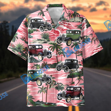 Bluejose Personalized Ford Model A Car Pink Tropical Hawaiian Shirt
