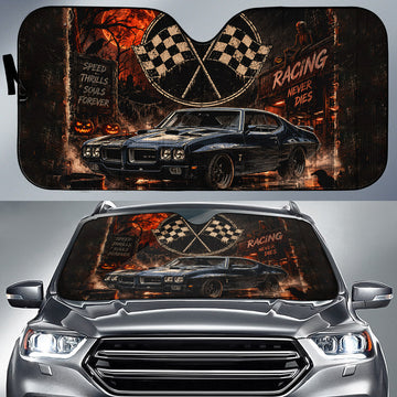 BlueJose Personalized Car GTO Racing Halloween Car Sunshade – Classic Muscle Car Racing Windshield Sun Shade