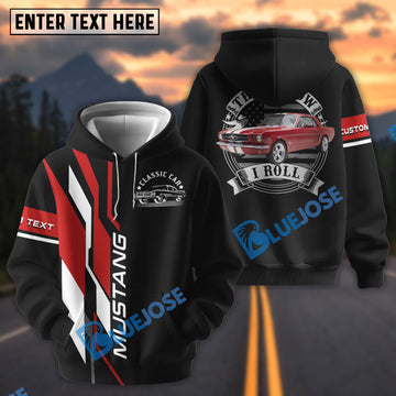 Bluejose Personalized 1965 Ford Mustang 289 Classic Car Hoodie
