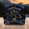BlueJose Built for Freedom Hot Rod Culture Personalized Name 3D Cap – Skull & Checkered Flag Custom Baseball Cap